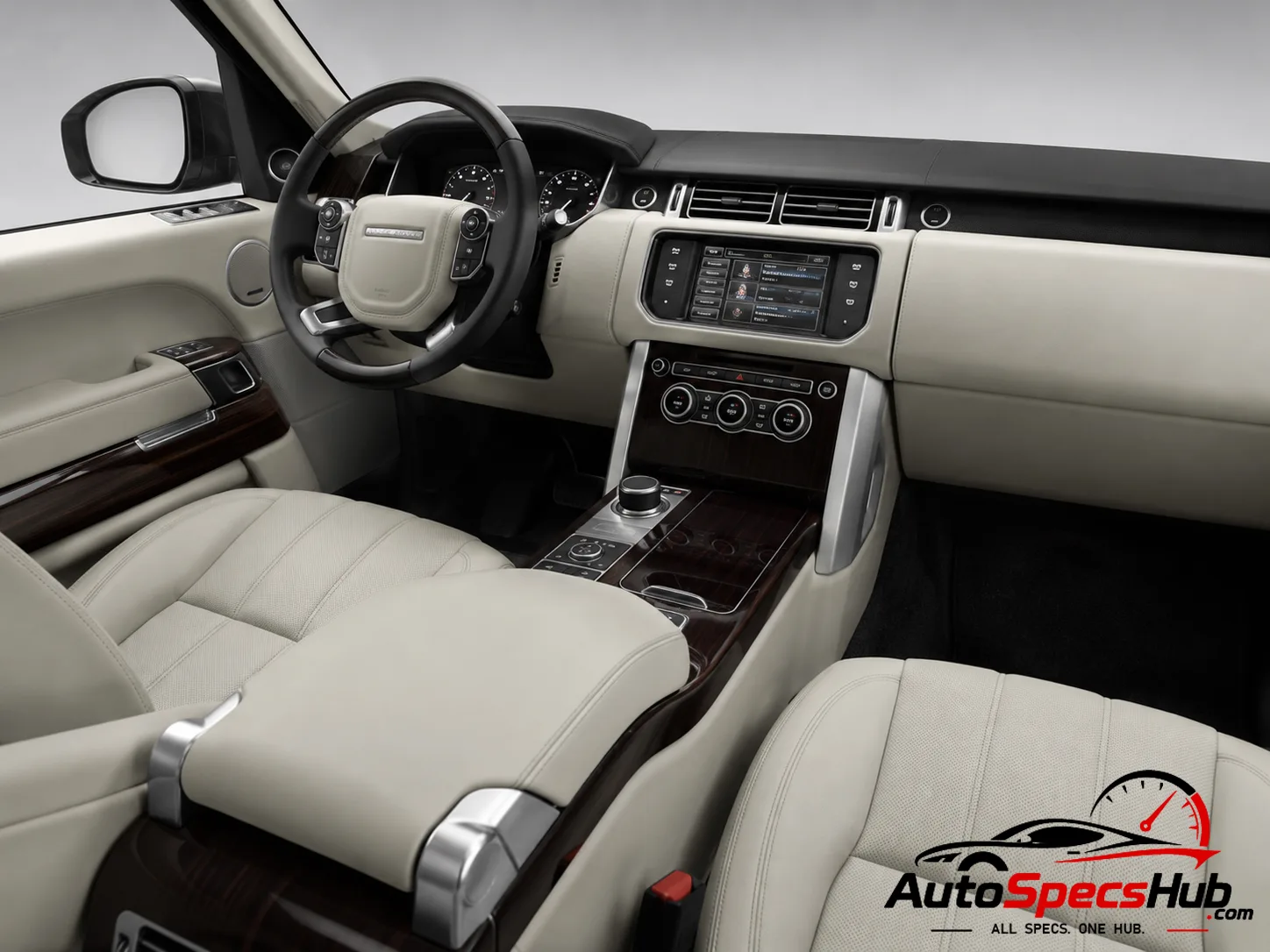 2015 Land Rover Range Rover 5.0 V8 SC LWB interior dashboard and front cabin with ivory leather seats