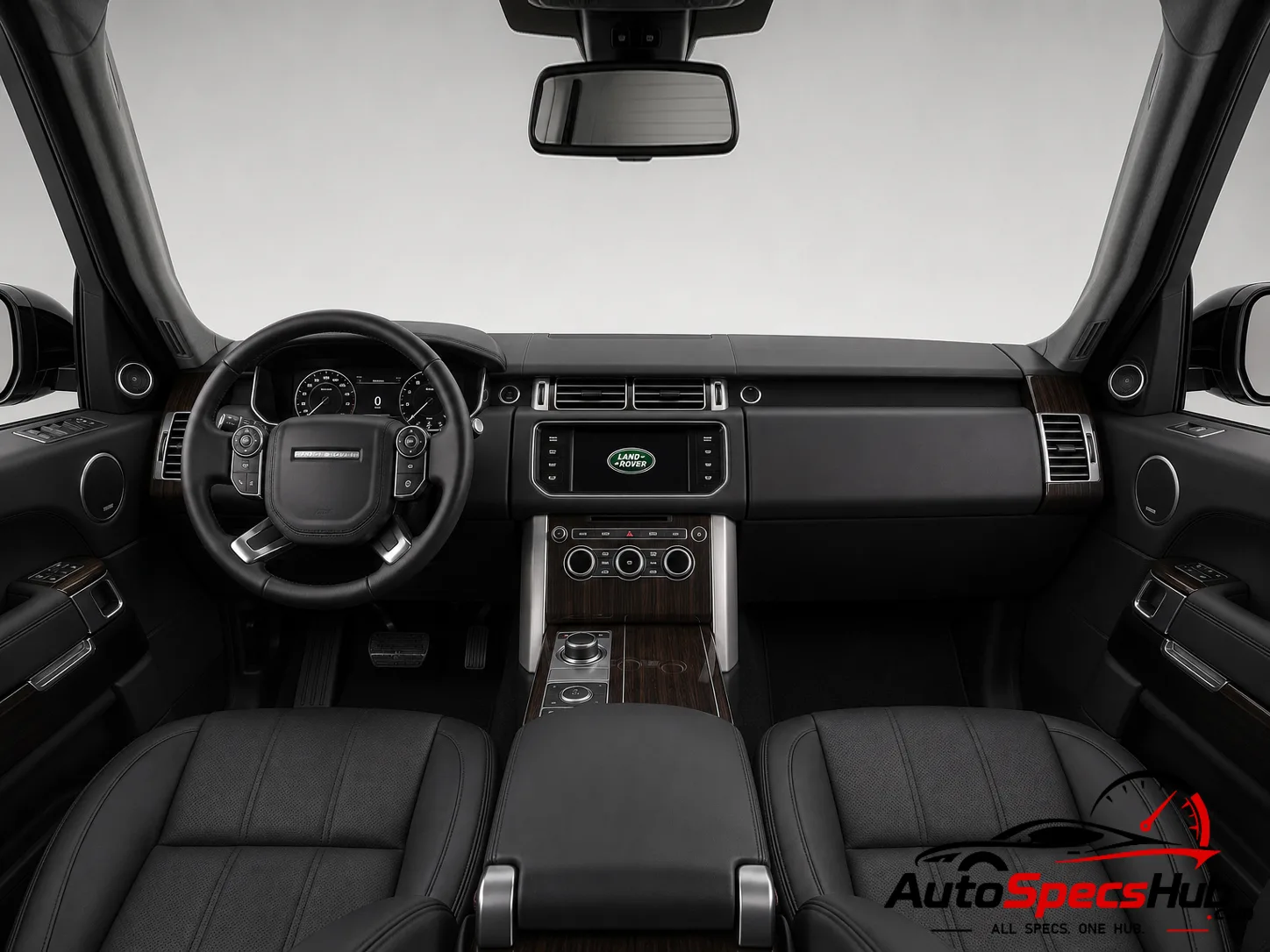 2013 Land Rover Range Rover 5.0 V8 SC interior dashboard and front cabin with black leather seats
