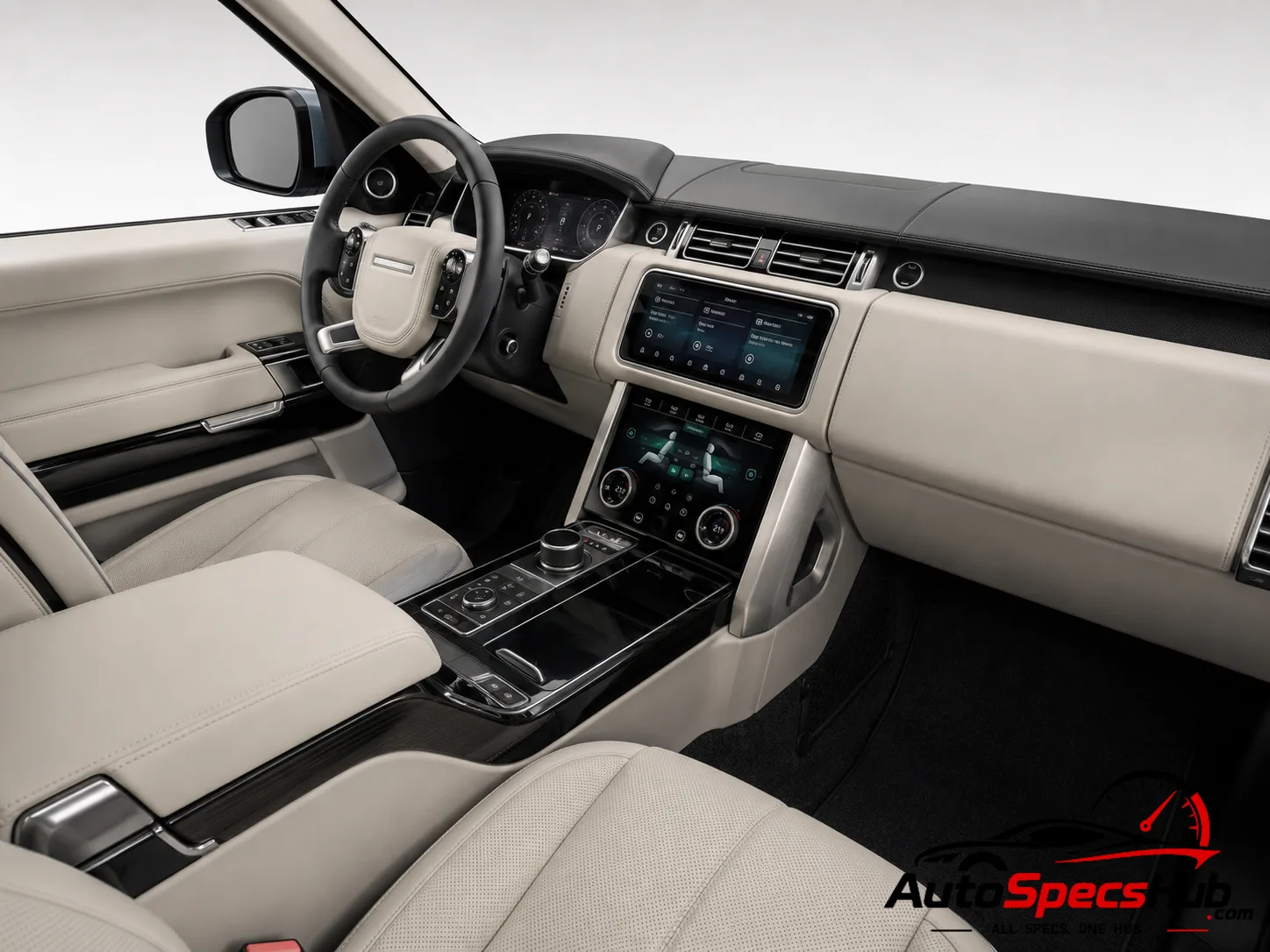 2018 Land Rover Range Rover 5.0 V8 SC 525 interior dashboard and front cabin with ivory leather seats