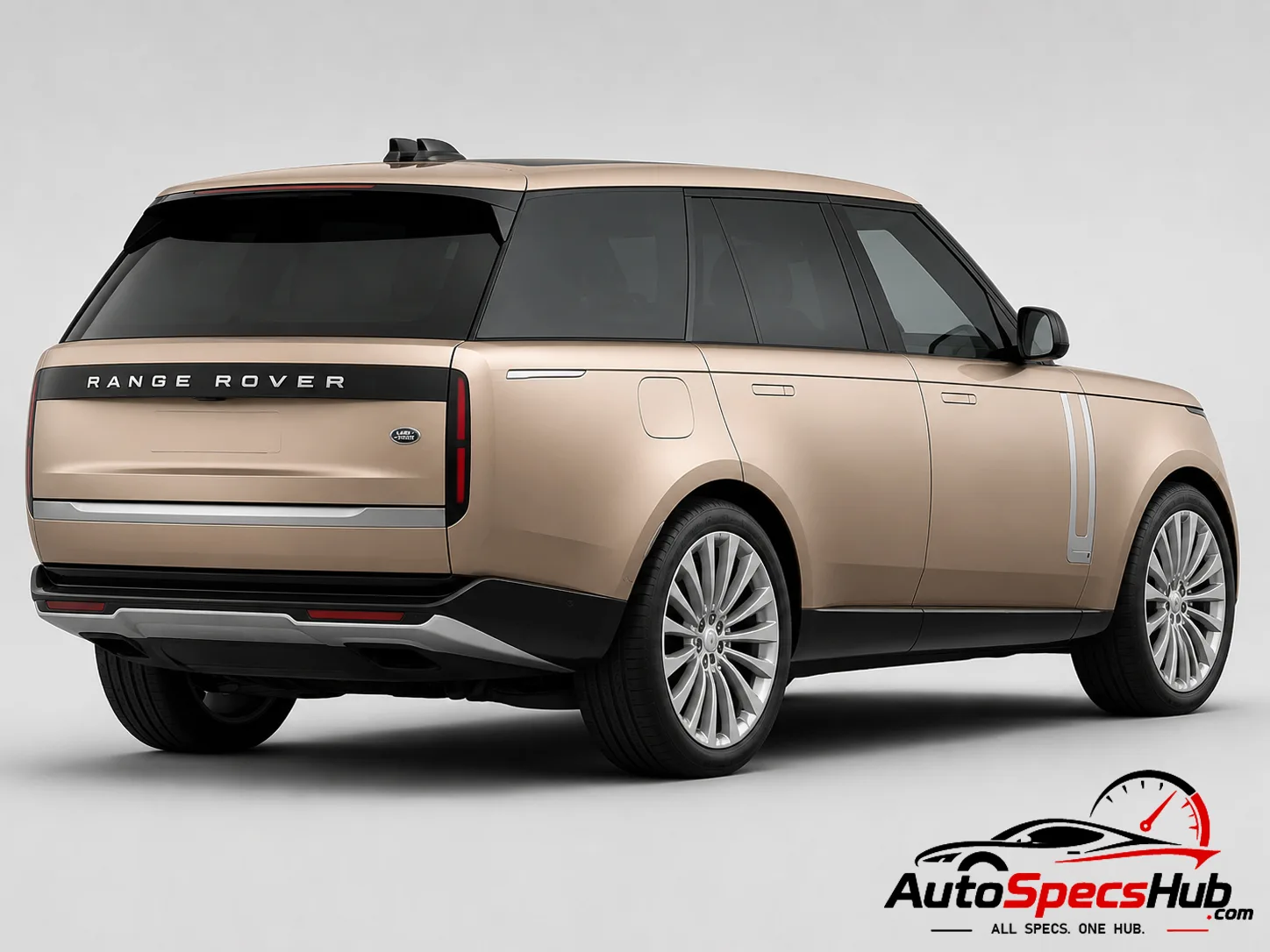 2022 Land Rover Range Rover P400 rear three-quarter view in gold