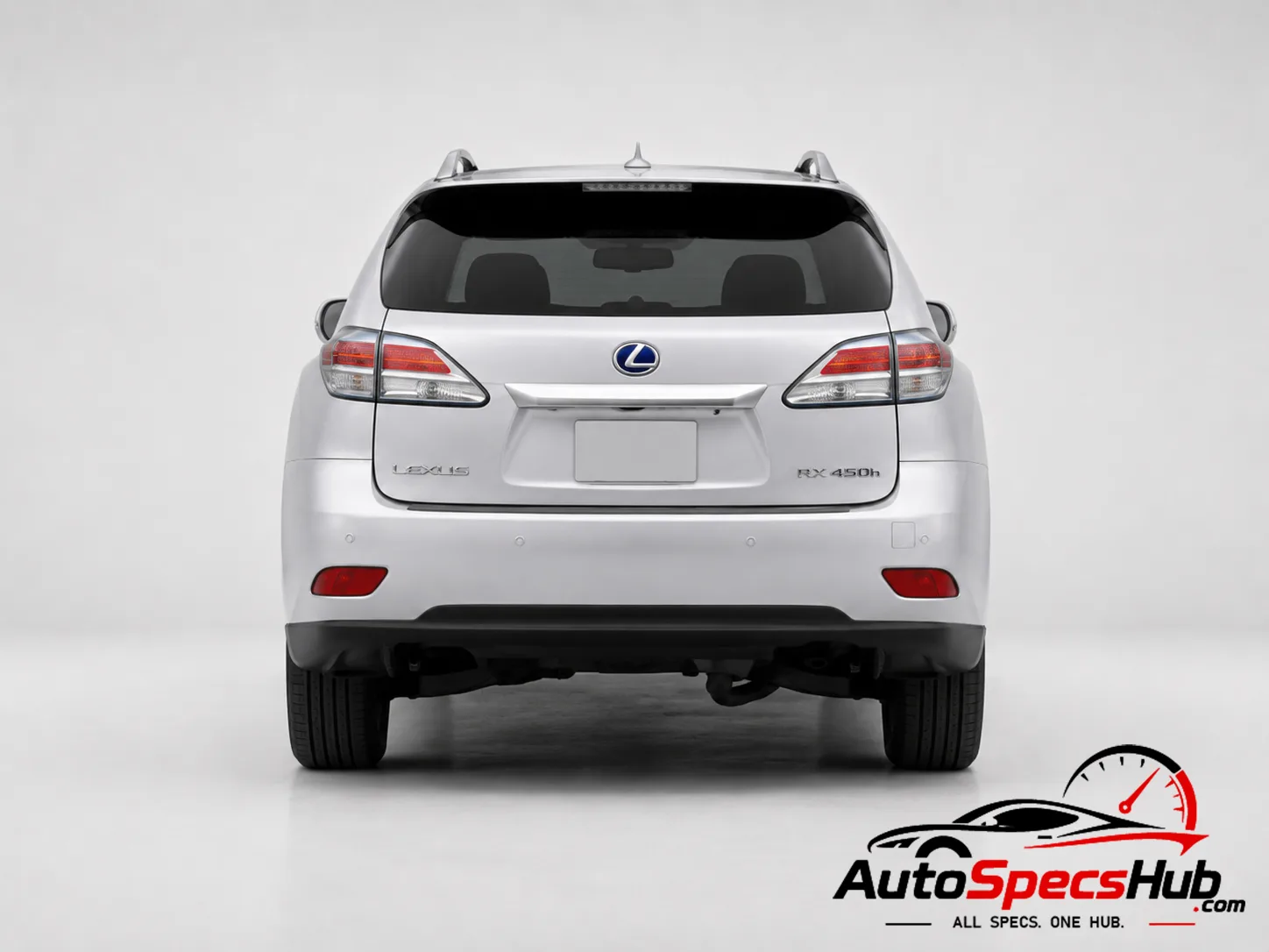 2012 Lexus RX 450h rear view showing Lexus badge taillights and rear bumper design