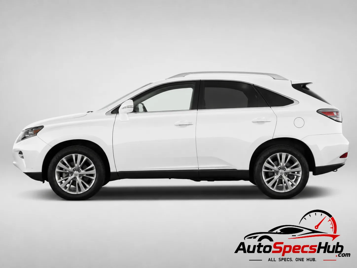 2012 Lexus RX 350 left side profile view in white studio setting.
