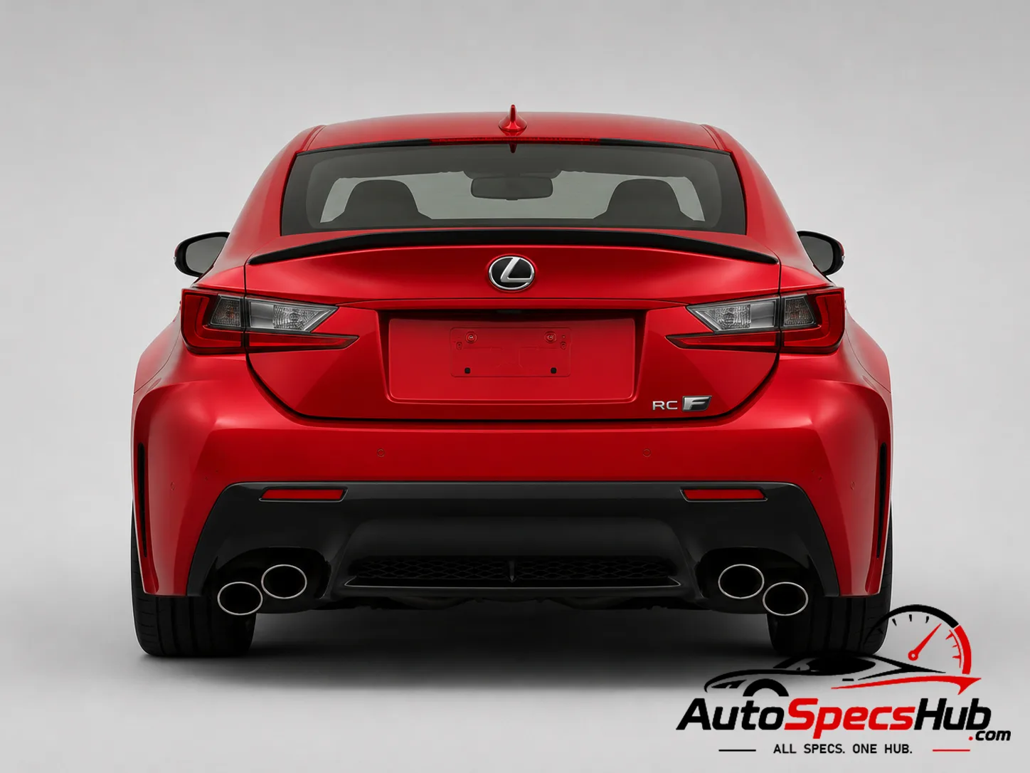 2014 Lexus RC F rear view showing Lexus badge LED taillights rear diffuser and quad exhaust tips