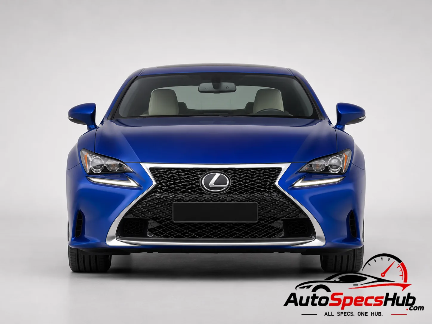 2016 Lexus RC 200t front view with Lexus spindle grille and LED headlights