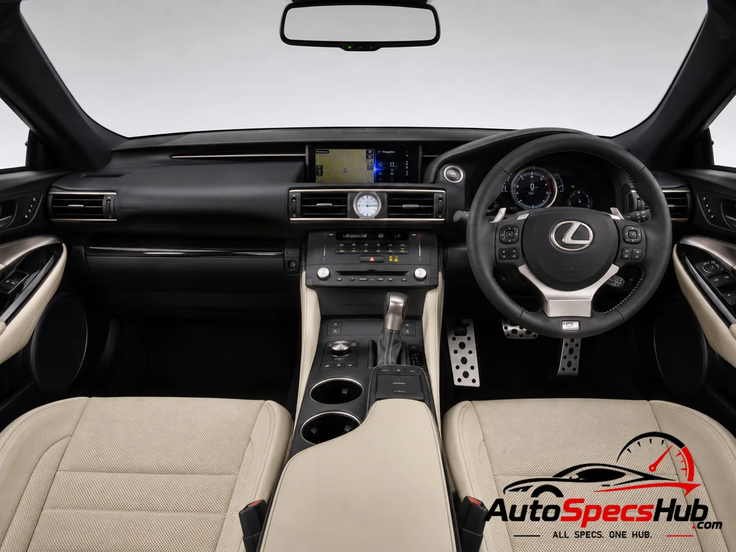 2016 Lexus RC 200t interior with leather seats dashboard steering wheel and infotainment system