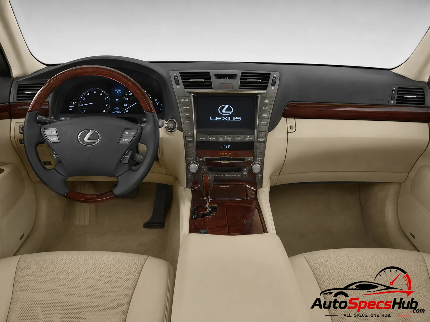 2009 Lexus LS 460 AWD interior with leather seats, wood trim, and premium luxury cockpit