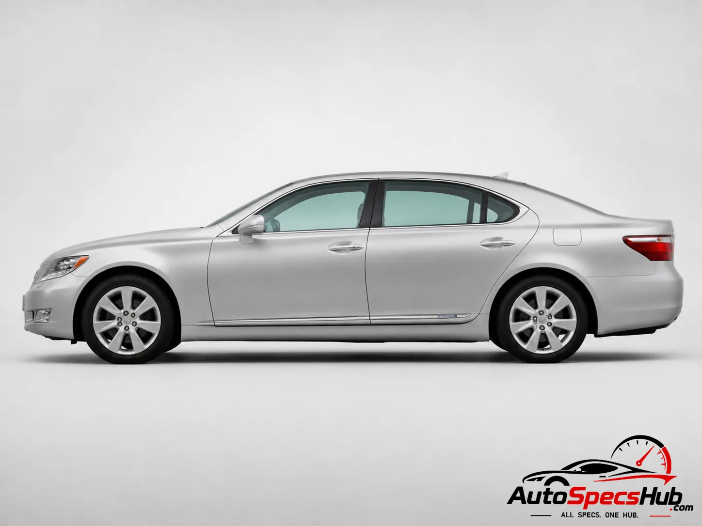 2009 Lexus LS 600hL full side profile in silver highlighting long-wheelbase luxury sedan
