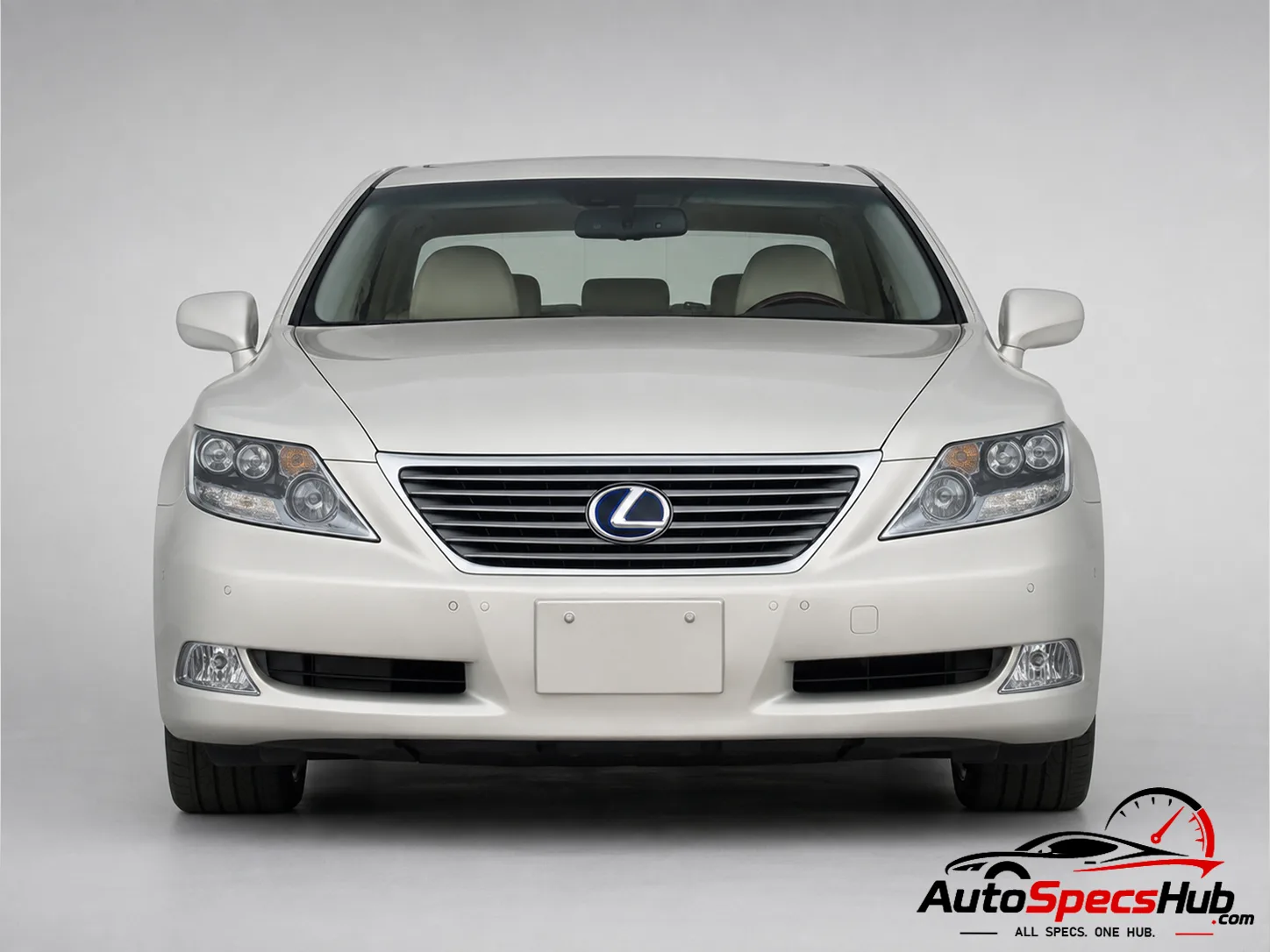2009 Lexus LS 600hL front view with signature Lexus grille and LED headlights