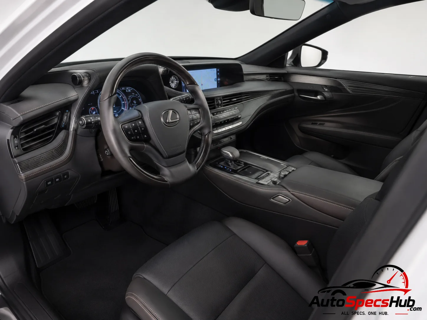 2018 Lexus LS 500h AWD interior dashboard and front seats