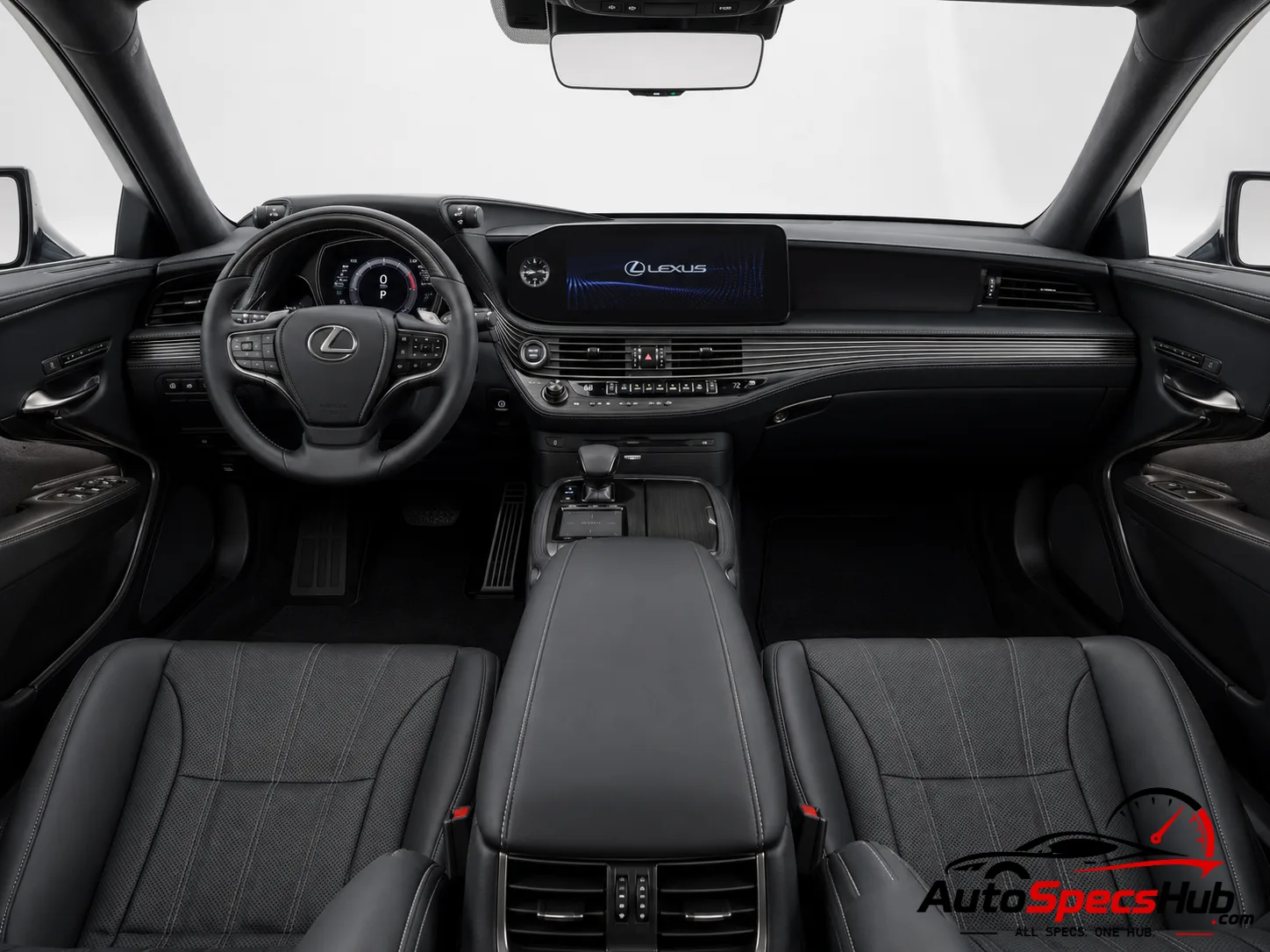 2021 Lexus LS 500h AWD interior dashboard and front seats