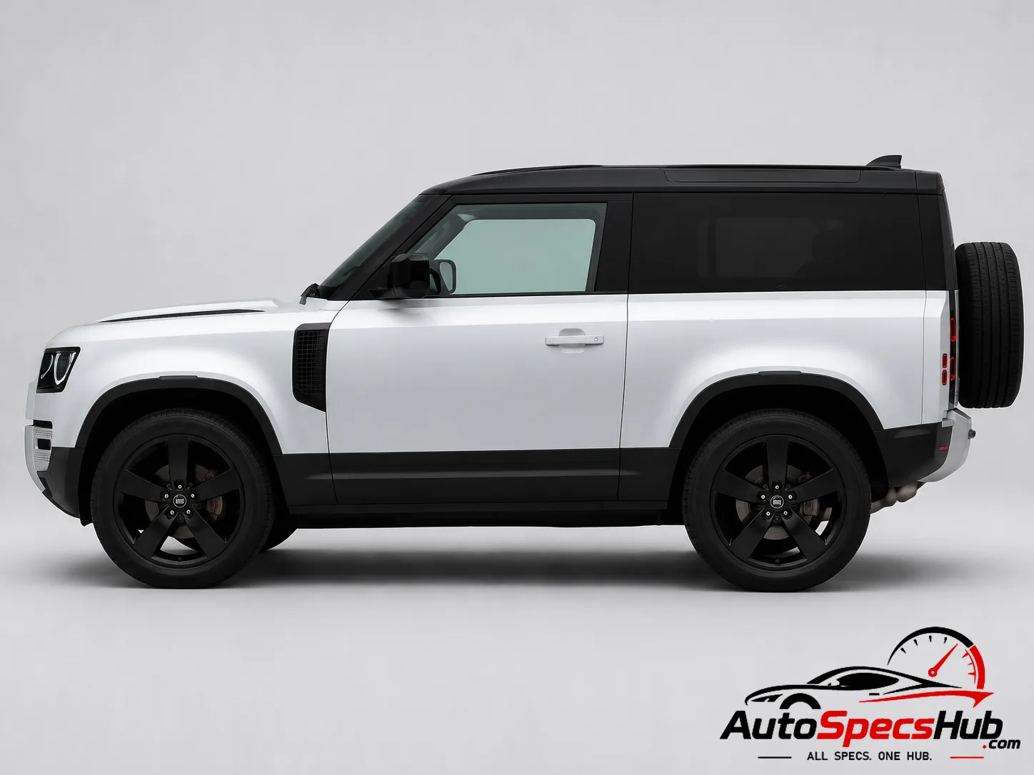 2021 Land Rover Defender 90 D250 side profile in Fuji White