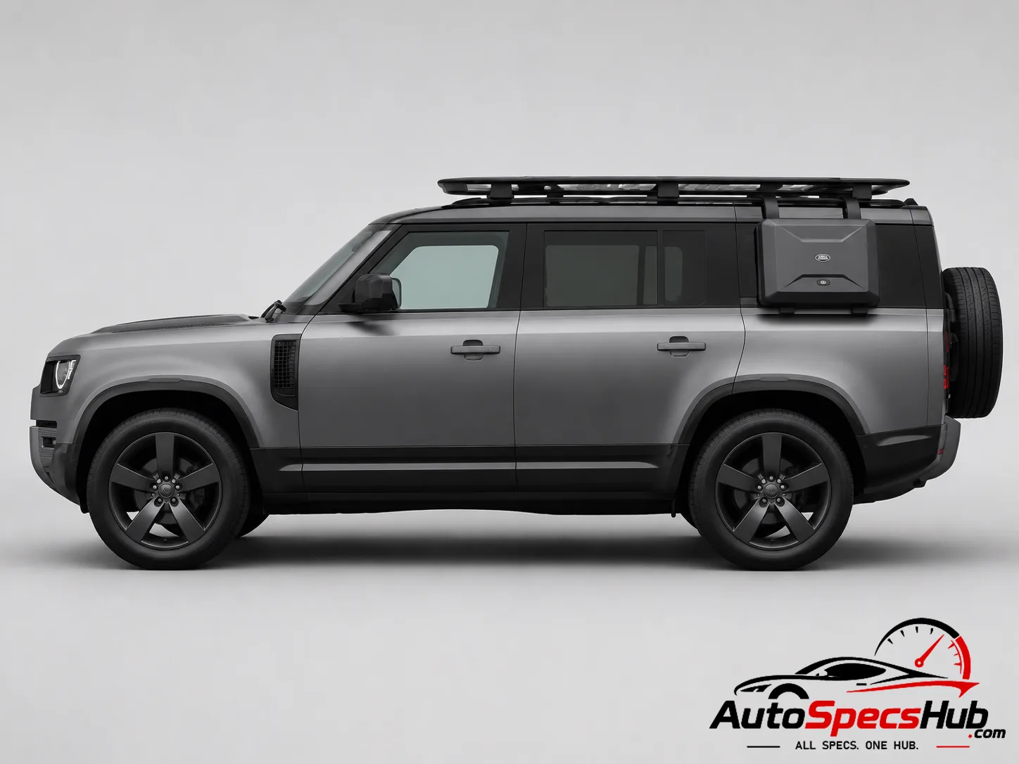 2022 Land Rover Defender 130 P400 side profile in Carpathian Grey