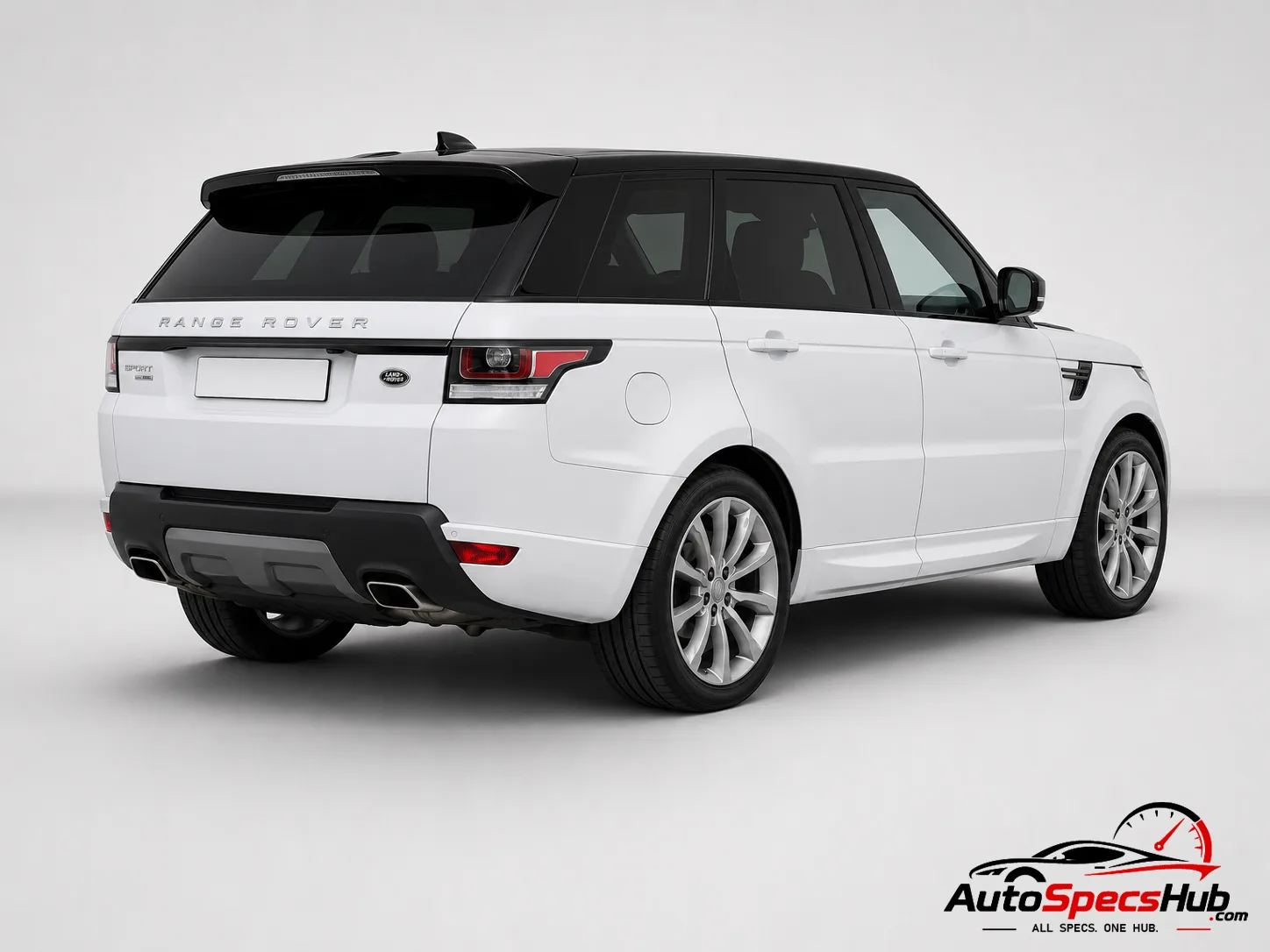 2015 Land Rover Range Rover Sport 3.0 SDV6 Hybrid rear three-quarter view in Fuji White