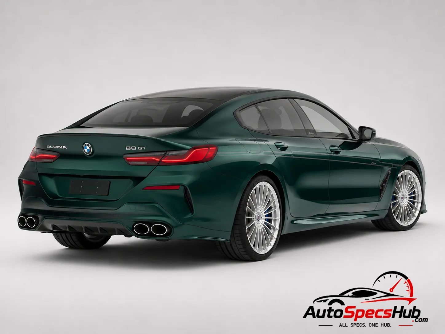 2025 Alpina B8 GT Gran Coupé rear three-quarter view