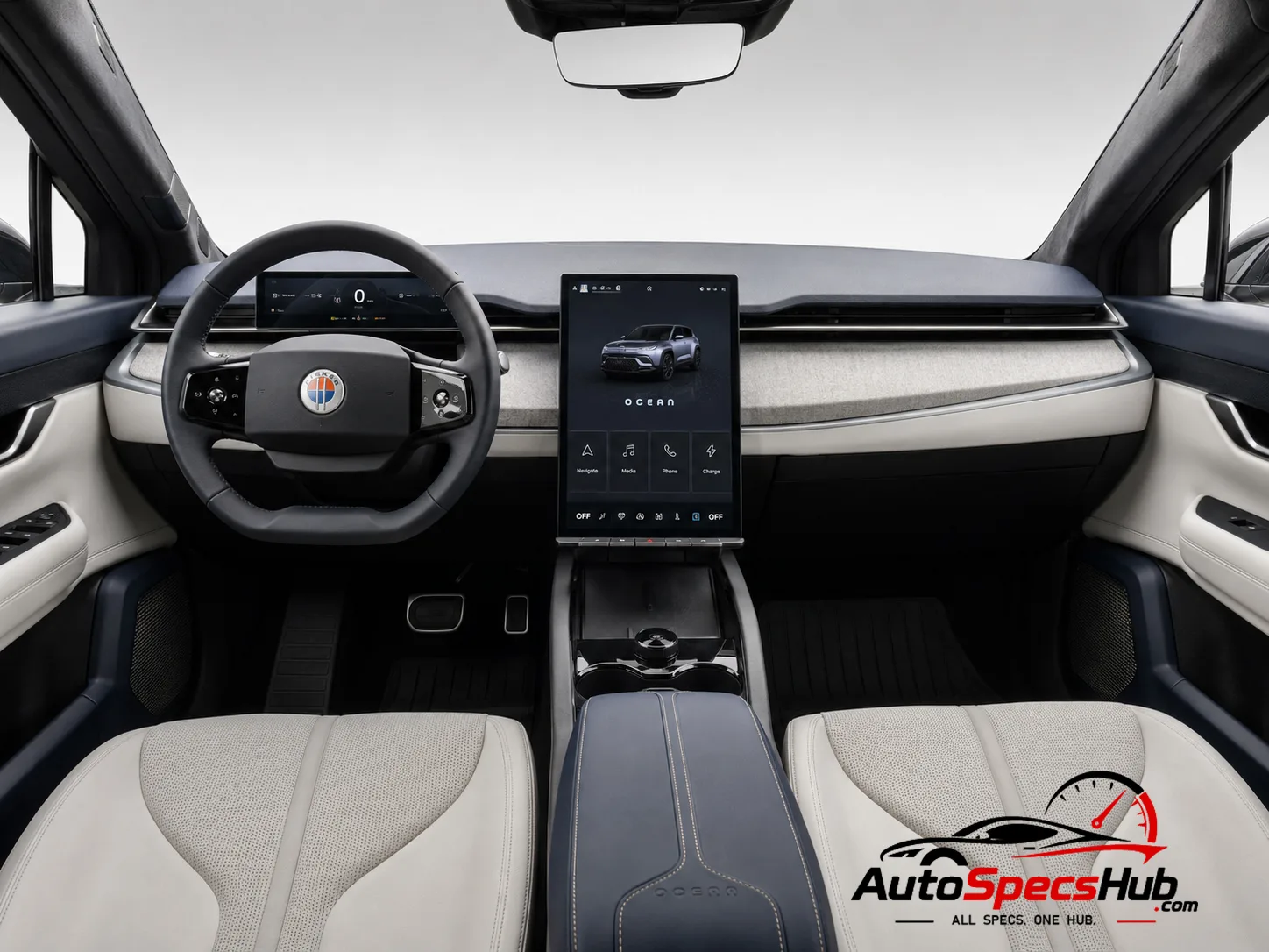 2023 Fisker Ocean Ultra interior dashboard and front cabin