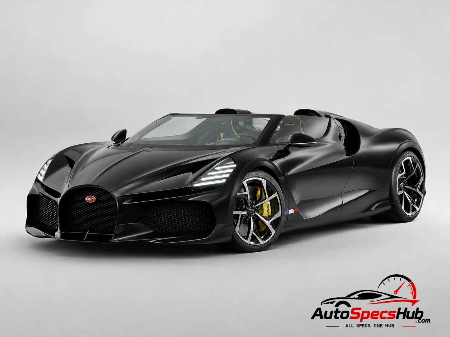 2025 Bugatti W16 Mistral front three-quarter view