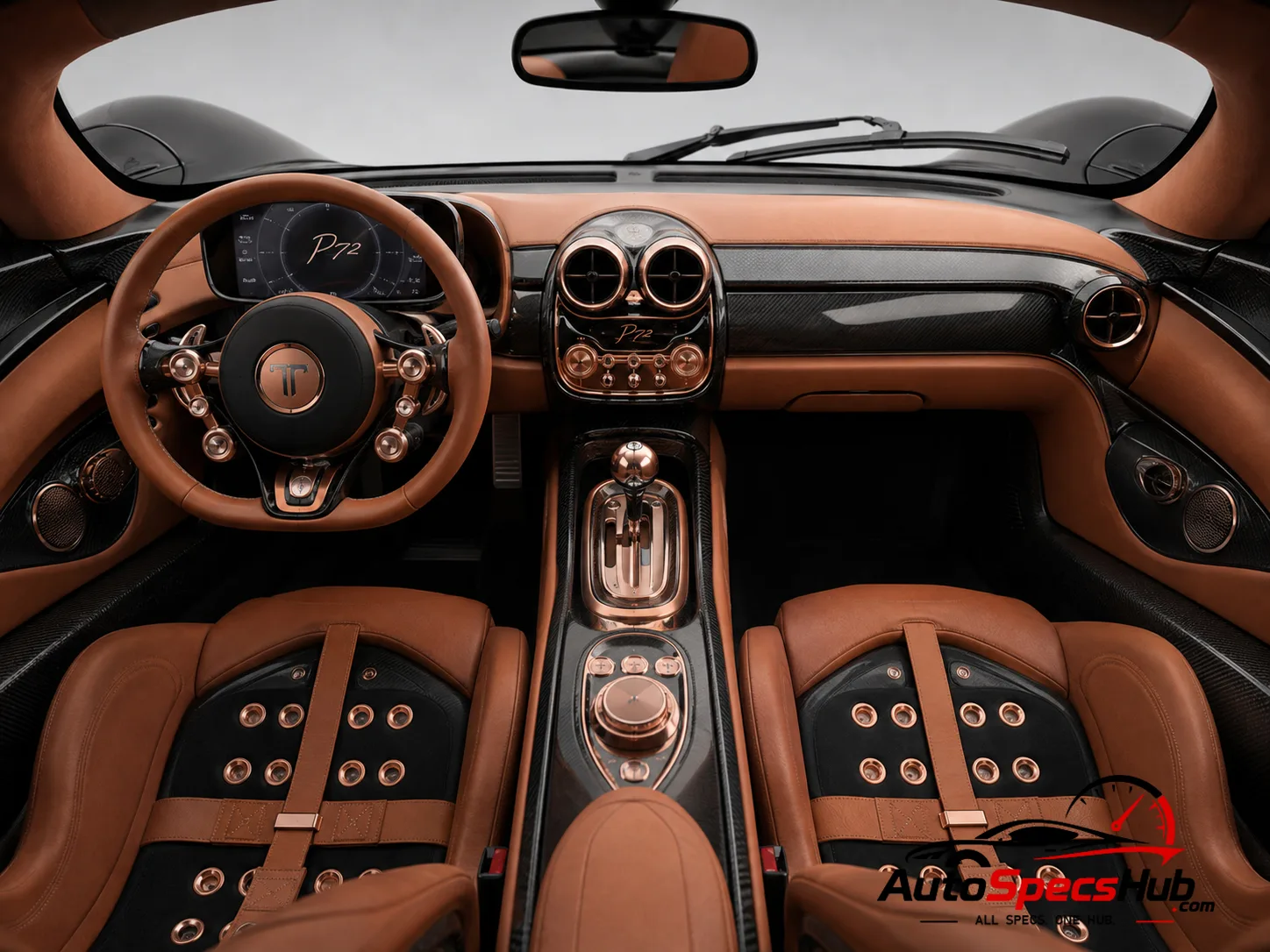 2026 De Tomaso P72 interior dashboard and front cabin