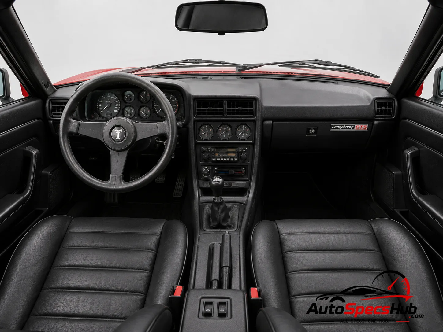 1980 De Tomaso Longchamp GTS interior dashboard and front cabin