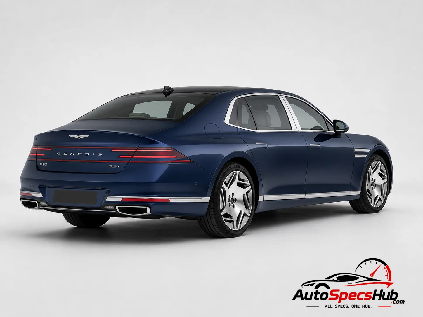2023 Genesis G90 3.5T LWB rear three-quarter view
