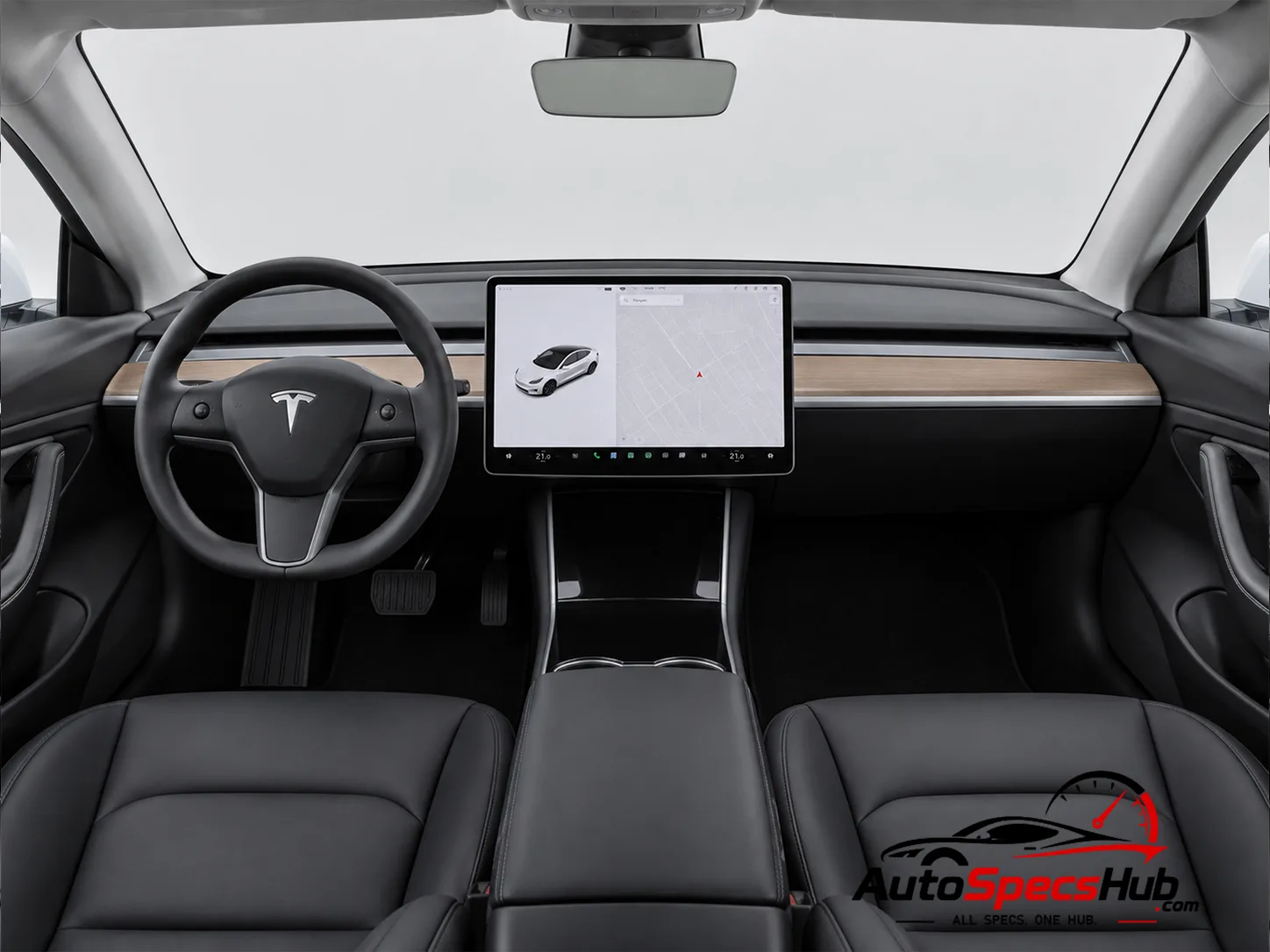 2017 Tesla Model 3 interior dashboard and front cabin