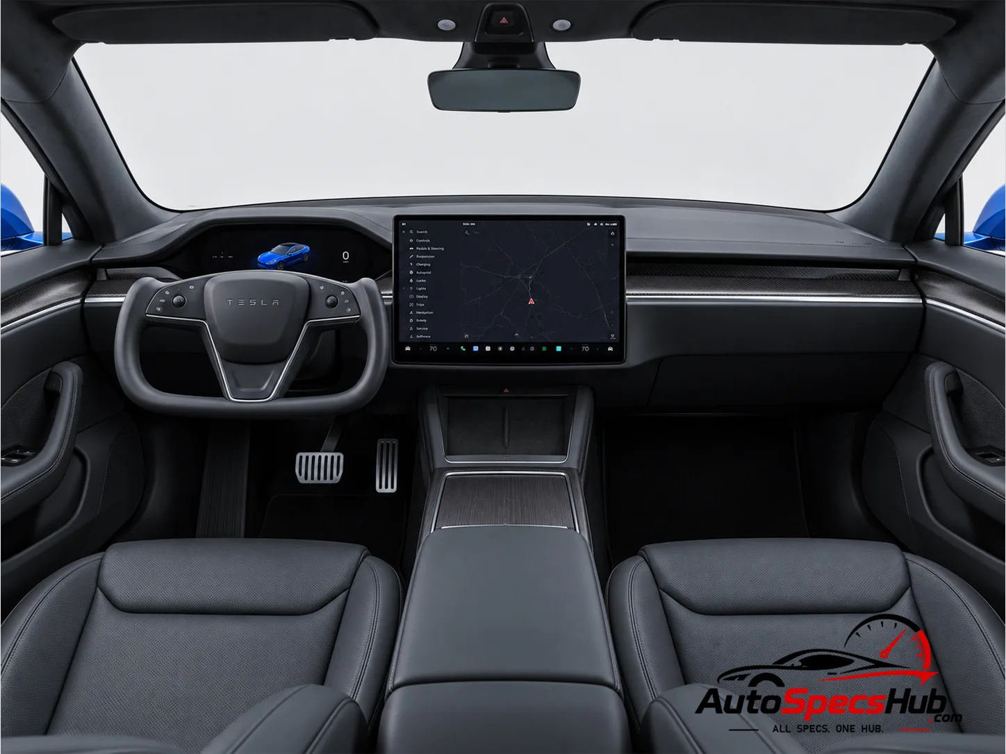 2021 Tesla Model S interior dashboard and front cabin