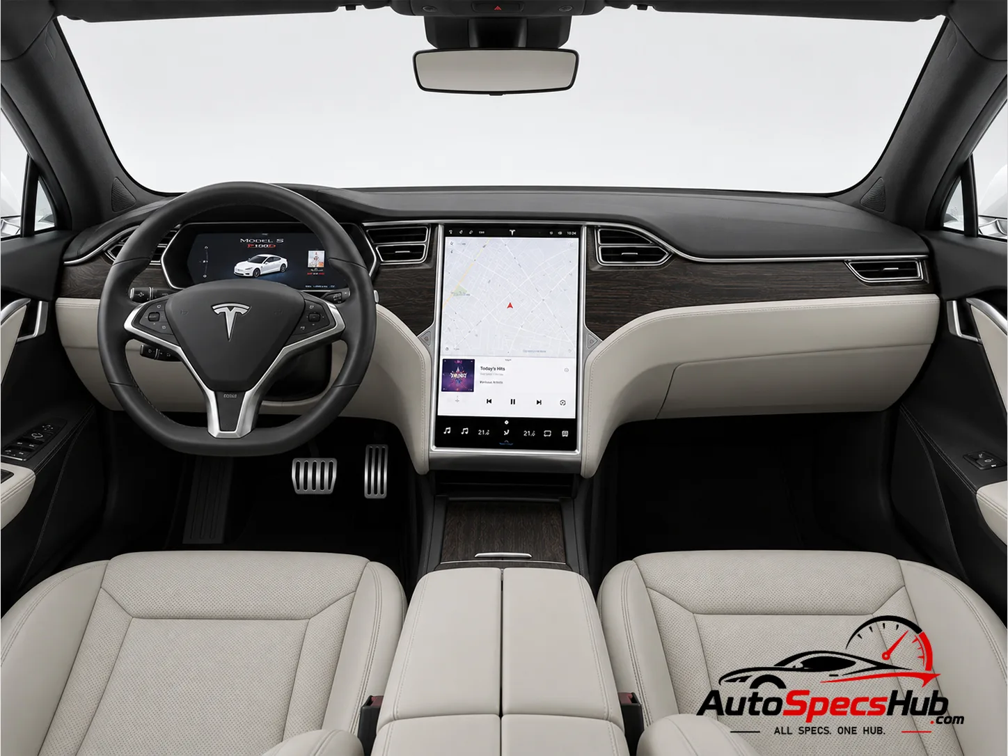 2016 Tesla Model S P100D interior dashboard and front cabin