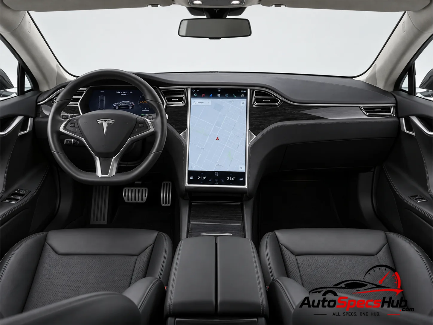 2015 Tesla Model S 90D interior dashboard and front cabin