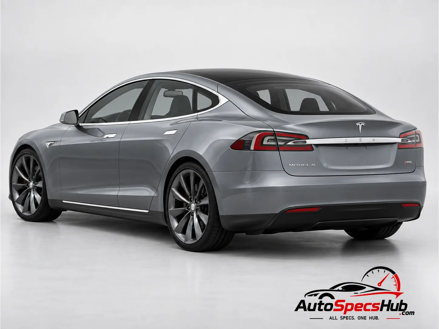 2013 Tesla Model S P85 rear three-quarter view