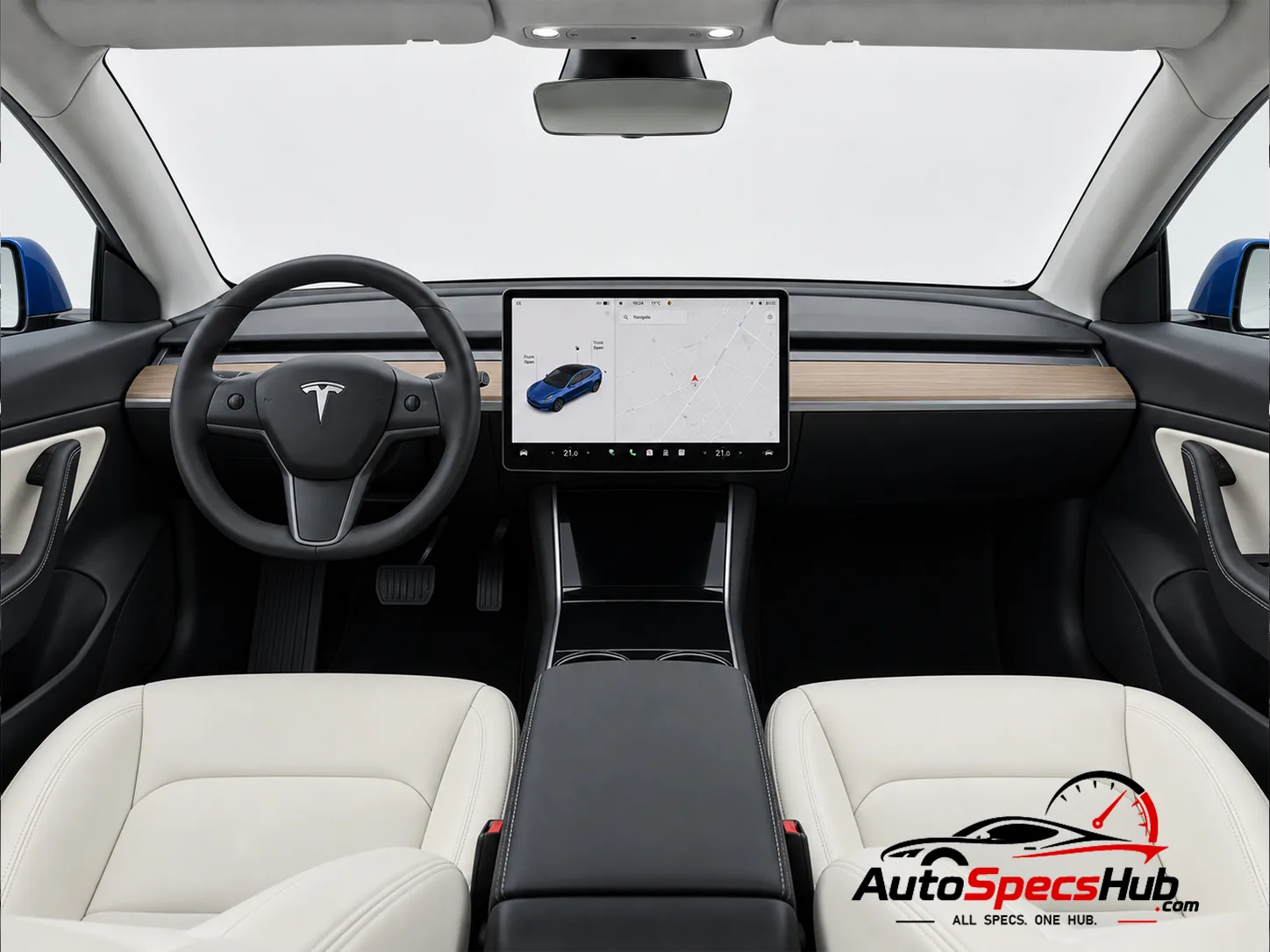 2021 Tesla Model 3 RWD interior dashboard and front cabin