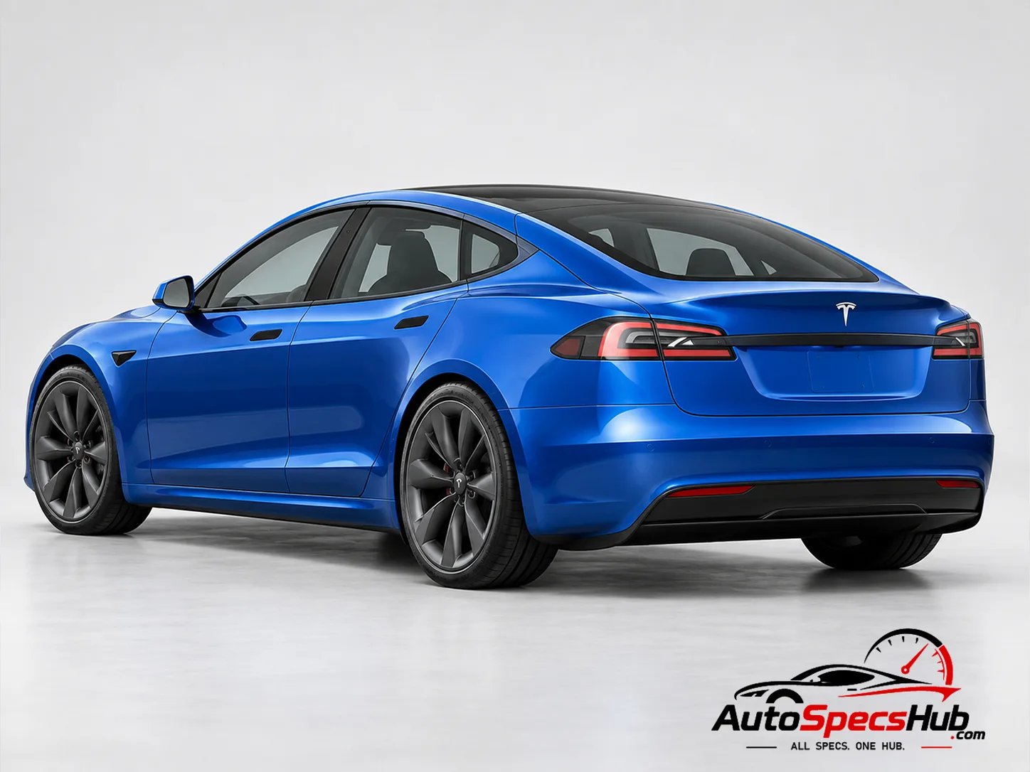 2021 Tesla Model S rear three-quarter view