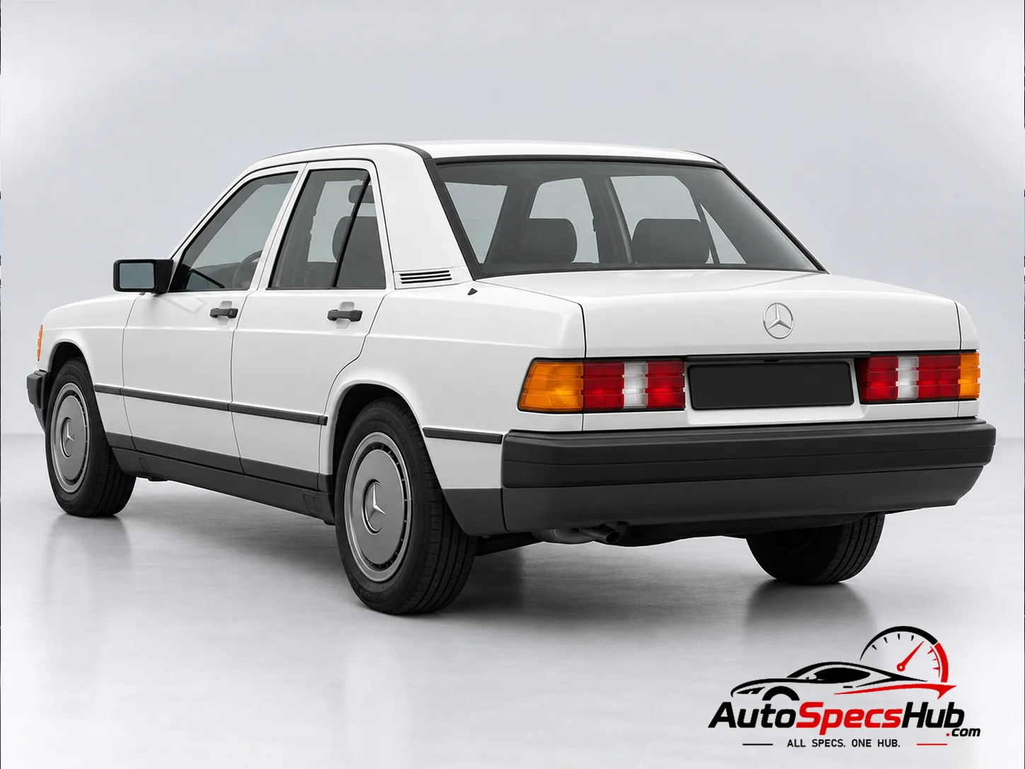1983 (W201) Mercedes 190 E 2.3 rear three-quarter view