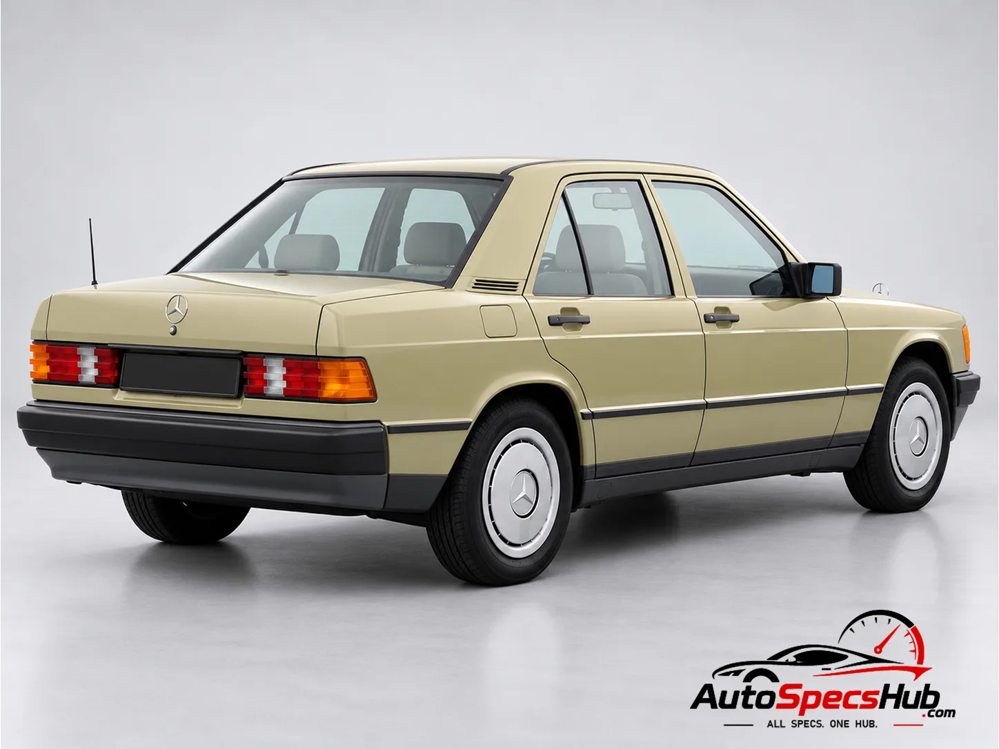 1986 (W201) Mercedes 190 D 2.5 Turbo rear three-quarter view