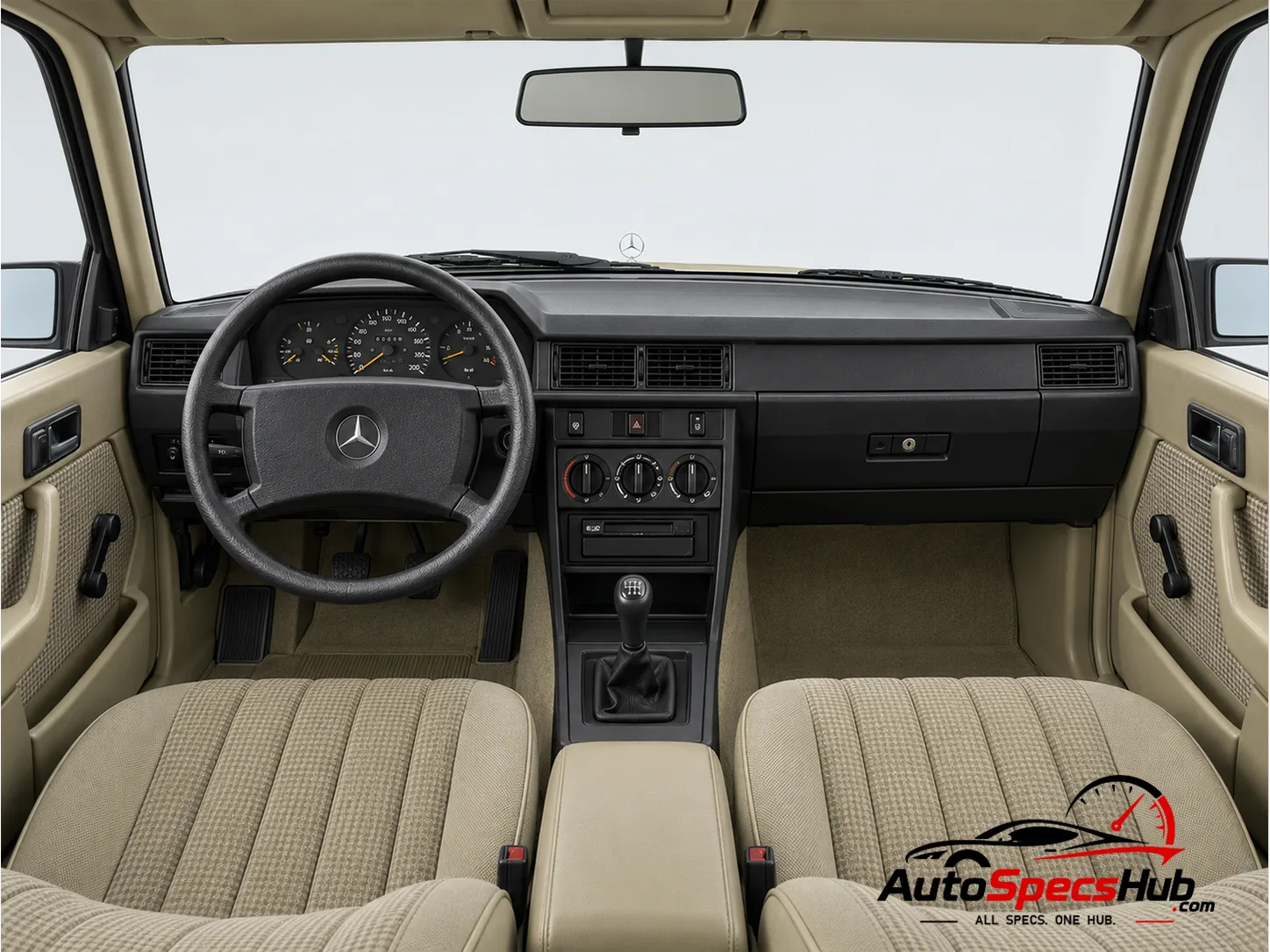 1986 (W201) Mercedes 190 D 2.5 Turbo interior dashboard and front cabin