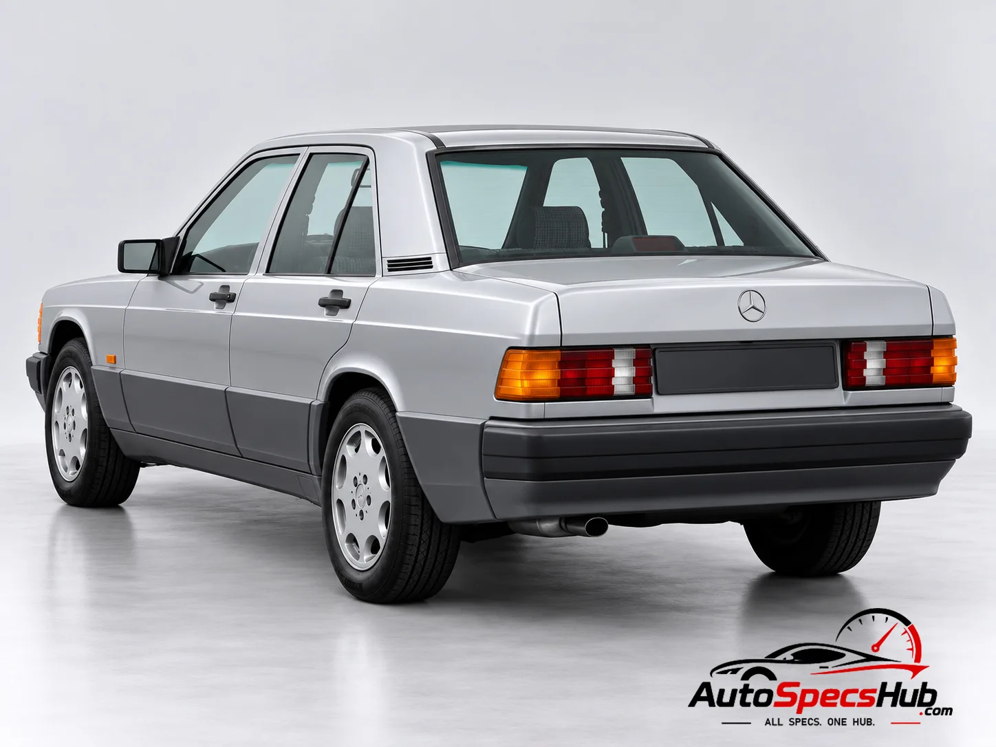 1988 (W201) Mercedes 190 D 2.5 Turbo rear three-quarter view