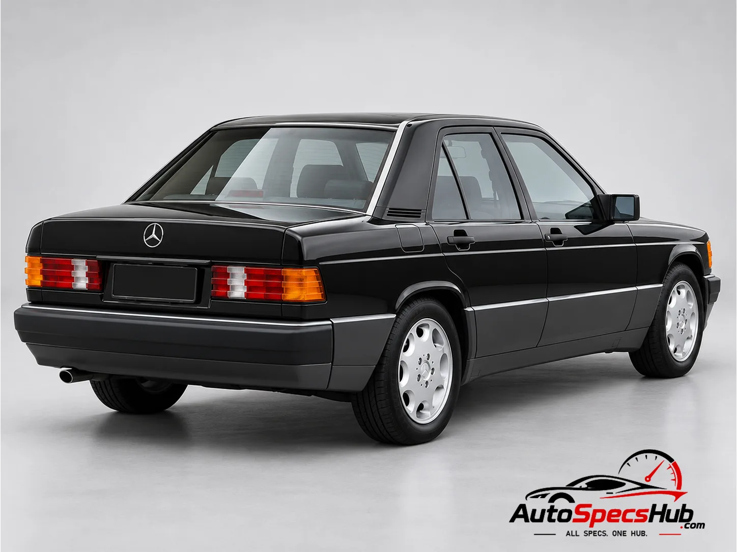1990 (W201) Mercedes 190 E 1.8 rear three-quarter view