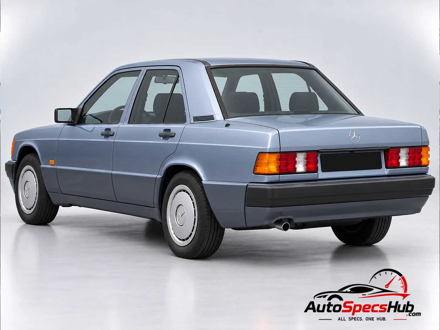 1988 (W201) Mercedes 190 D rear three-quarter view