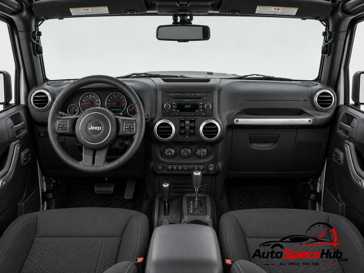 2012 (JK) Jeep Wrangler 3.6 V6 interior dashboard and front cabin
