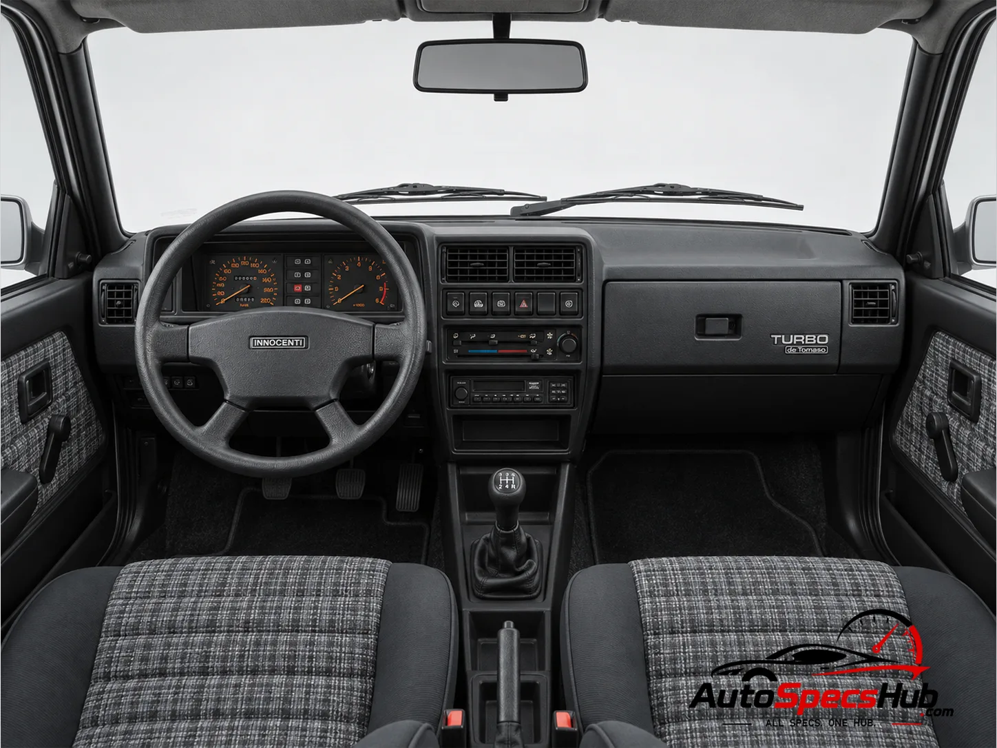 1987 Innocenti Turbo de Tomaso interior dashboard and front cabin