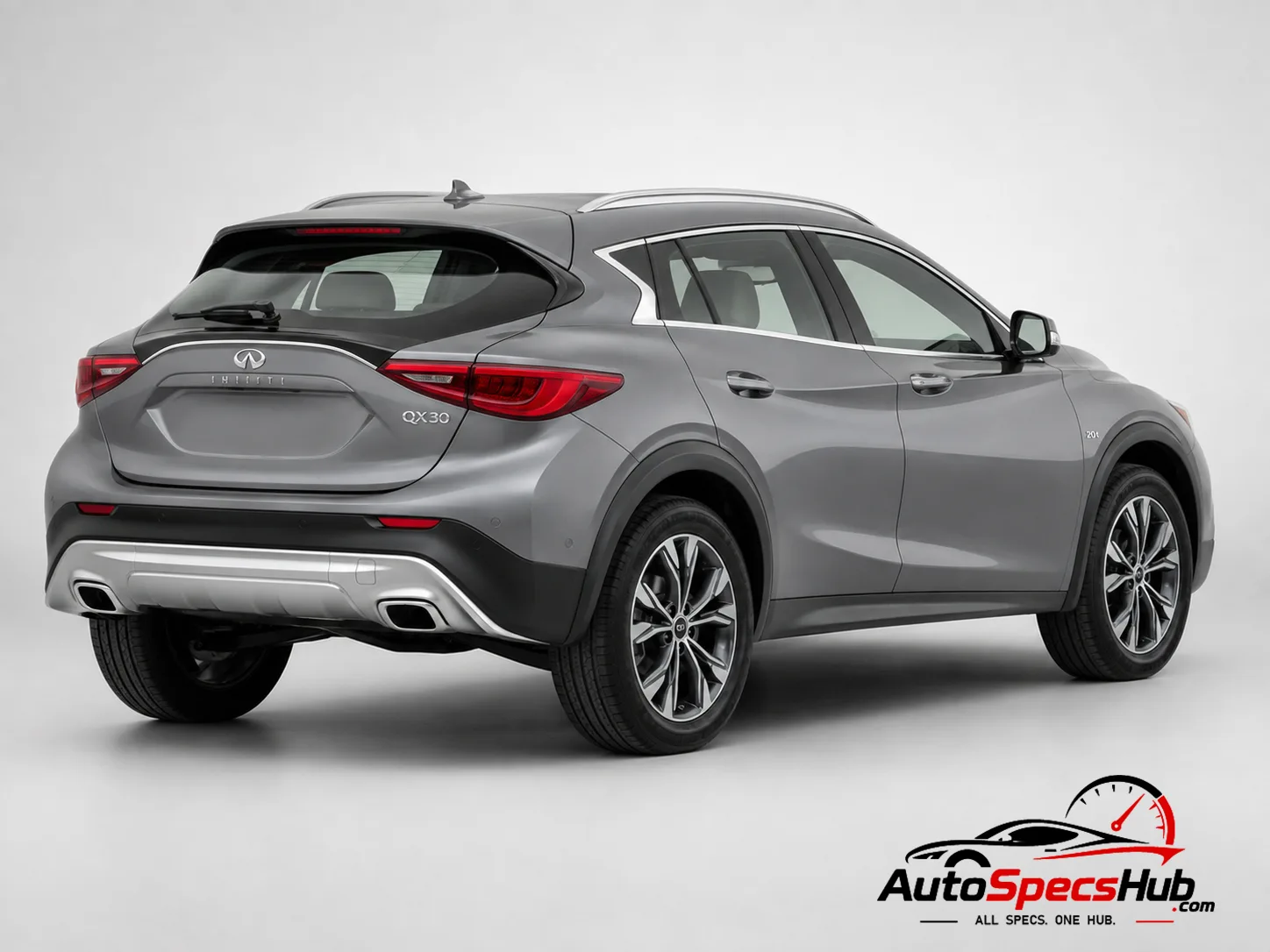 2017 (H15) Infiniti QX30 2.0t rear three-quarter view