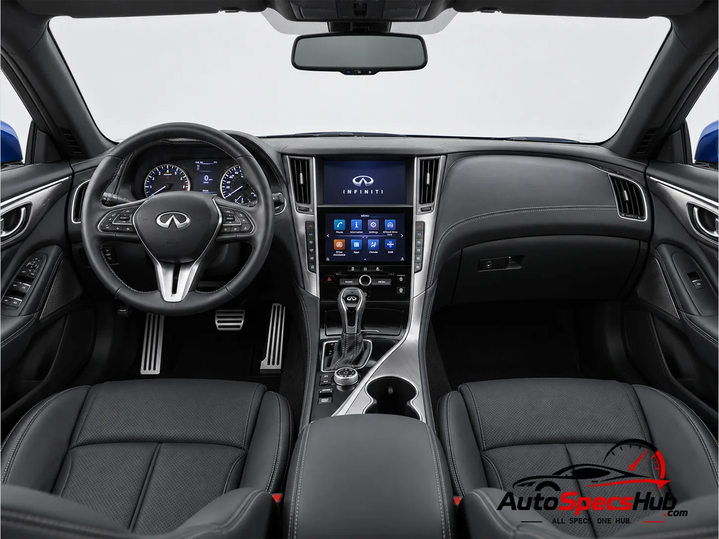 2016 (CV37) Infiniti Q60 2.0t interior cockpit and seats