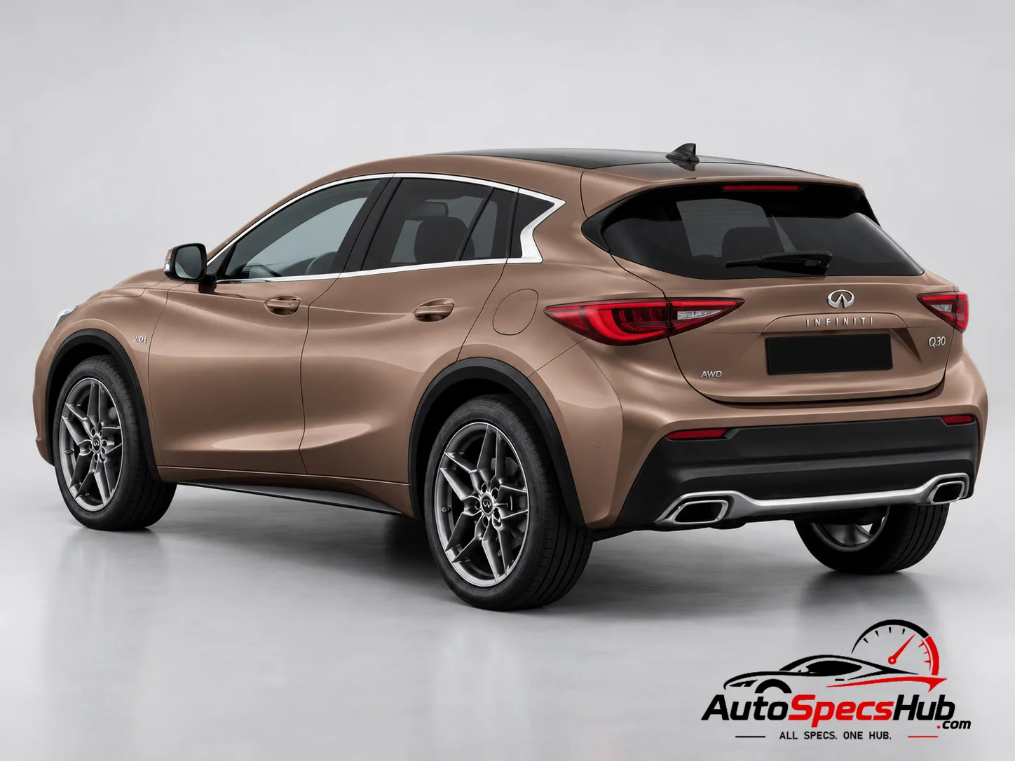 2015 (H15) Infiniti Q30 2.0t AWD 211 rear three-quarter view