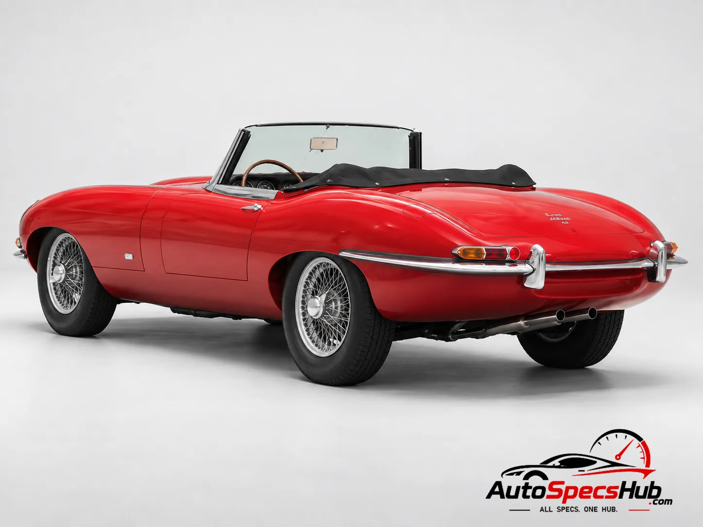 1961 (Series 1) Jaguar XK-E Roadster rear three-quarter view