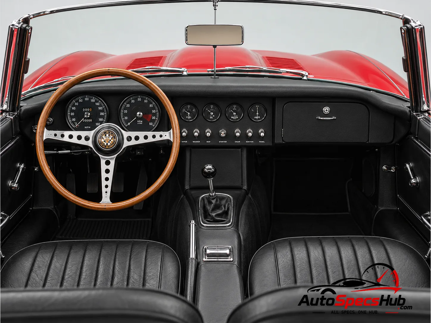 1961 (Series 1) Jaguar XK-E Roadster interior cockpit and seats