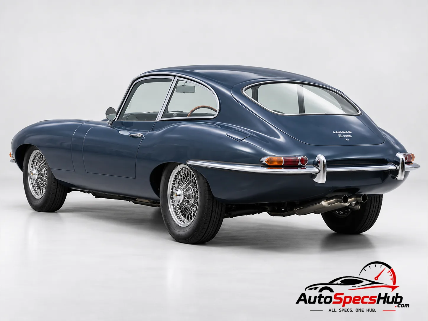 1961 (Series 1) Jaguar XK-E Coupe rear three-quarter view