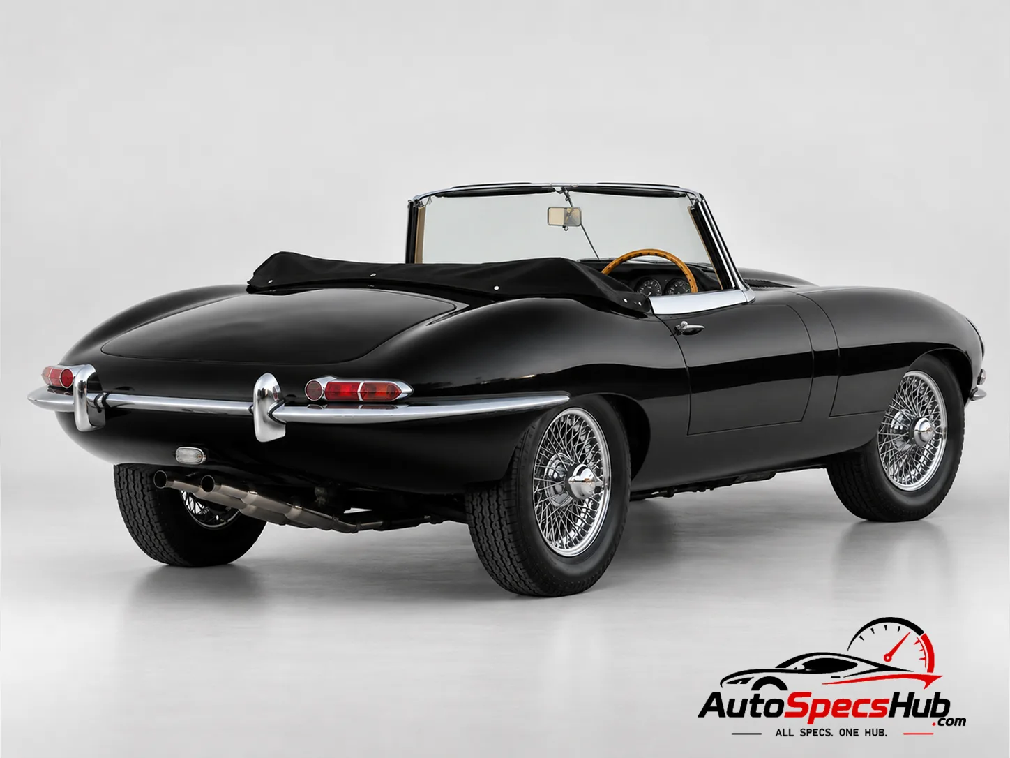 1964 (Series 1) Jaguar XK-E Roadster rear three-quarter view