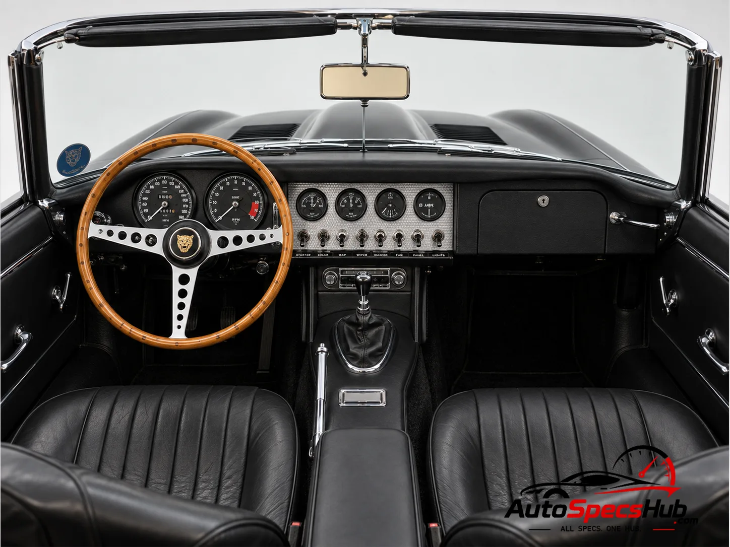 1964 (Series 1) Jaguar XK-E Roadster interior cockpit and seats