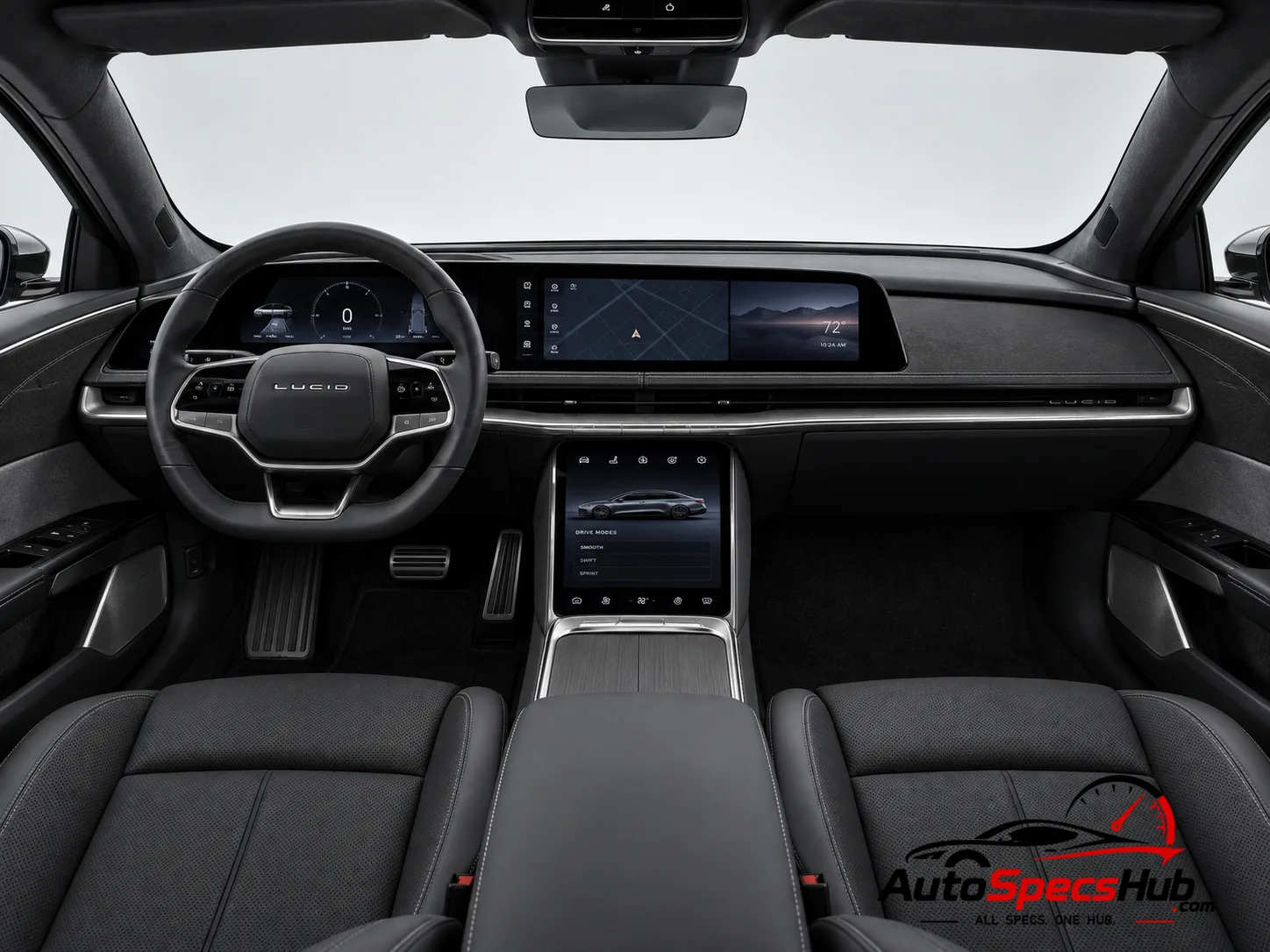 2022 Lucid Air Touring interior dashboard and front cabin