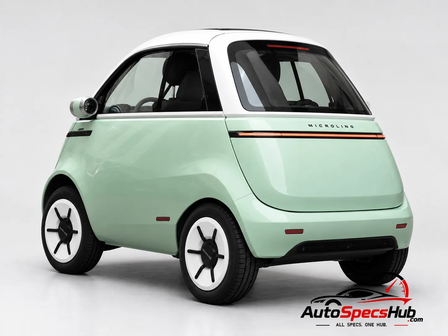 2022 Micro Microlino 5.5 kWh rear three-quarter view