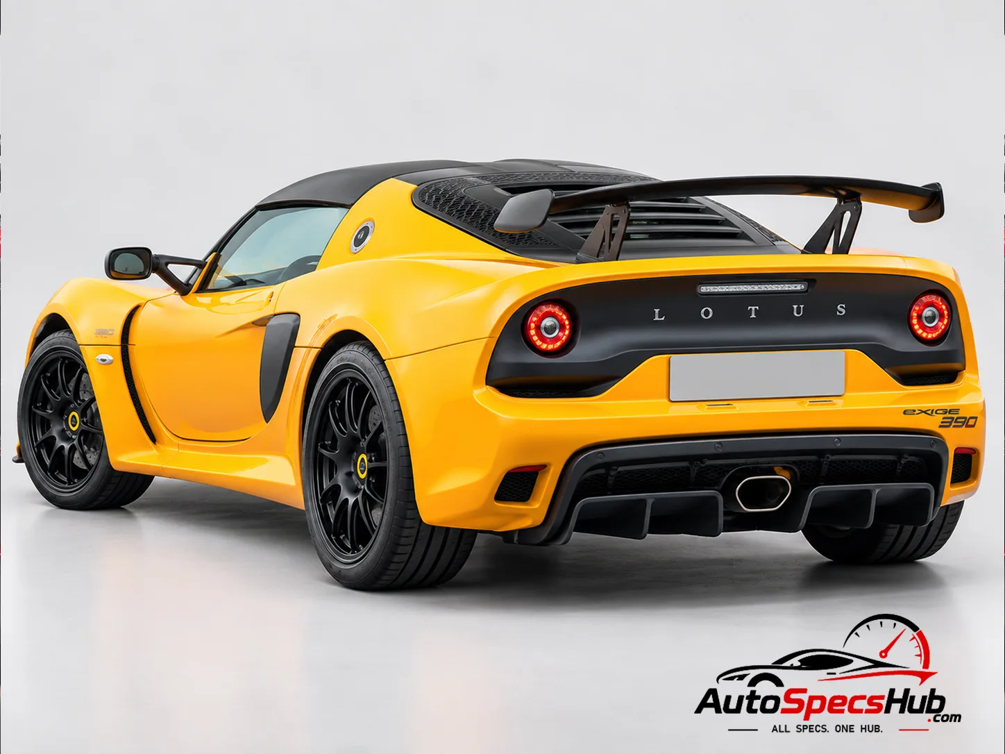 2021 Lotus Exige Sport 390 rear three-quarter view